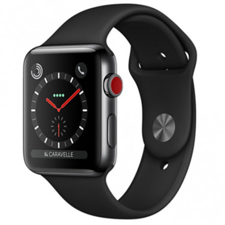 Apple Watch Series 3 boîtier en acier noir sidéral de 42mm avec Bracelet Sport noir Cellular MQM02 (late 2017)