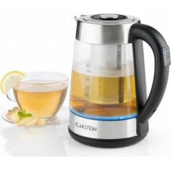 Klarstein ostfriese bouilloire 1,7 l & passe-thé 2-en-1 2200W led - inox & verre