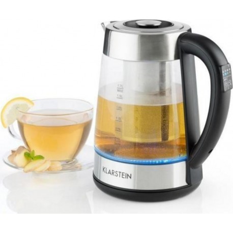 Klarstein ostfriese bouilloire 1,7 l & passe-thé 2-en-1 2200W led - inox & verre