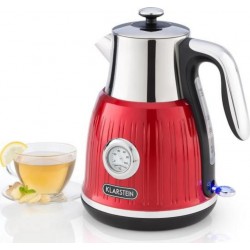 Klarstein cancan bouilloire sans fil au design rétro - théière 1,6l - 2150 w - rouge