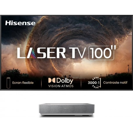 Hisense Vidéoprojecteur home cinéma 100L5ND Laser TV + écran ALR FRESNEL