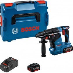 Bosch Marteau perforateur sans fil avec SDS plus GBH 18V-24 C, 2 batteries, chargeur rapide et L-BOXX
