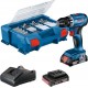 Bosch Perceuse-visseuse sans fil GSR 18V-45, 2 batteries GBA 18V 2.0Ah, chargeur et L-CASE
