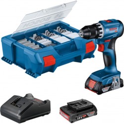 Bosch Perceuse-visseuse sans fil GSR 18V-45, 2 batteries GBA 18V 2.0Ah, chargeur et L-CASE