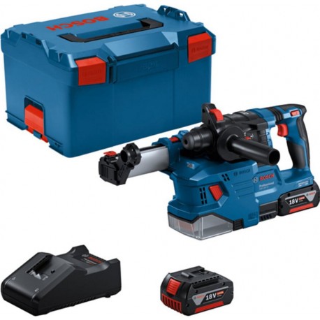 Bosch Marteau perforateur sans fil avec SDS plus GBH 18V-22, 2x batterie GBA 18V4.0Ah/L-BOXX, brosse annulaire.
