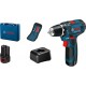 Bosch Perceuse sans fil professionnelle GSR 12V 15, kit d'accessoires, coffret