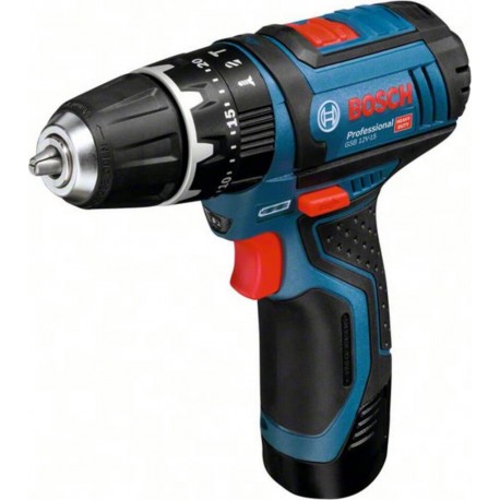 Bosch Perceuse-visseuse à percussion sans fil GSB 12V-15, avec 2 batteries Li-Ion 2,0 Ah